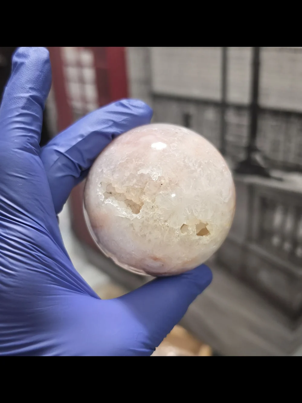 Pink Amethyst And Agate Druzy Crystal Display Sphere